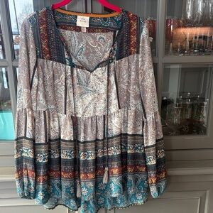 Knox Rose Paisley Boho Peasant top